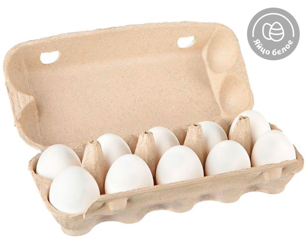 Социальный товар Яйцо куриное С0 белое лоток, 10 шт