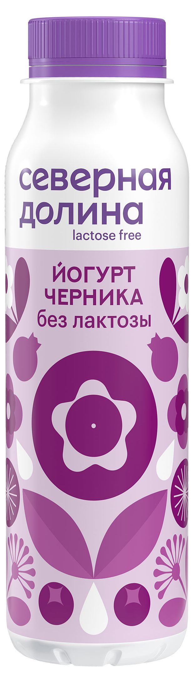 Йогурт Северная долина без лактозы Черника БЗМЖ, 260 г