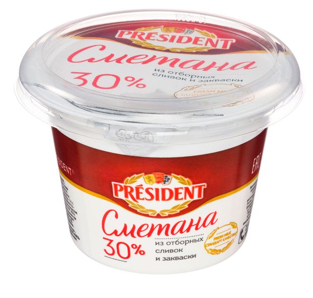 Сметана President 30% БЗМЖ, 180 г