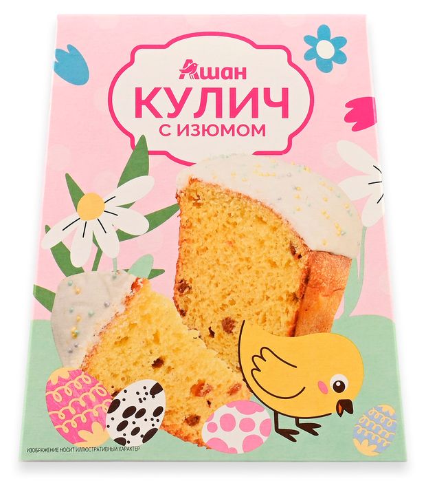 Кулич пасхальный АШАН Красная птица с изюмом, 330 г