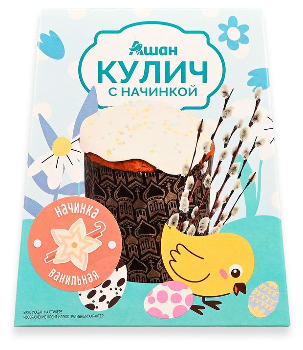 Кулич пасхальный АШАН Красная птица с ванилью, 410 г