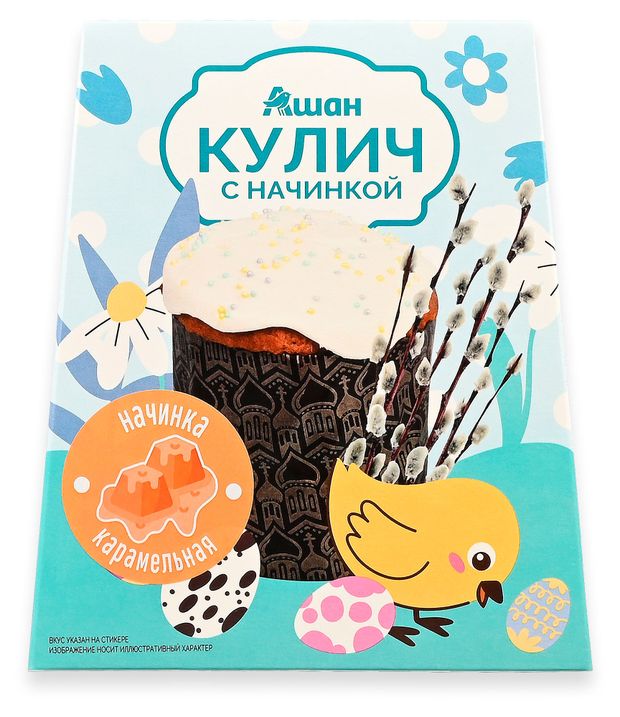 Кулич пасхальный АШАН Красная птица с карамелью, 410 г
