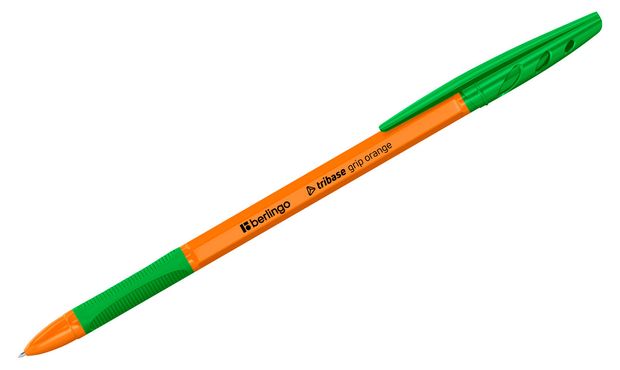 Ручка шариковая Berlingo Tribase grip orange зеленая, 1 шт