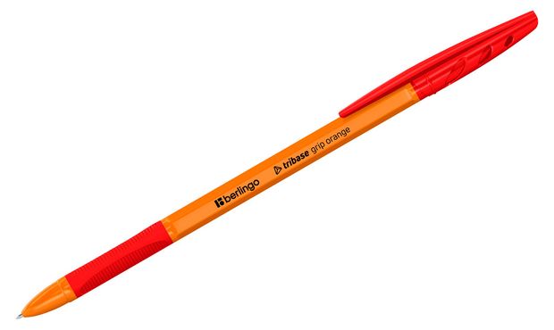 Ручка шариковая Berlingo Tribase grip orange красная, 1 шт