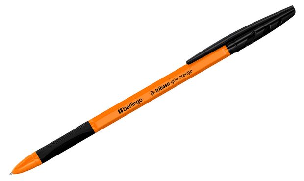 Ручка шариковая Berlingo Tribase grip orange черная, 1 шт