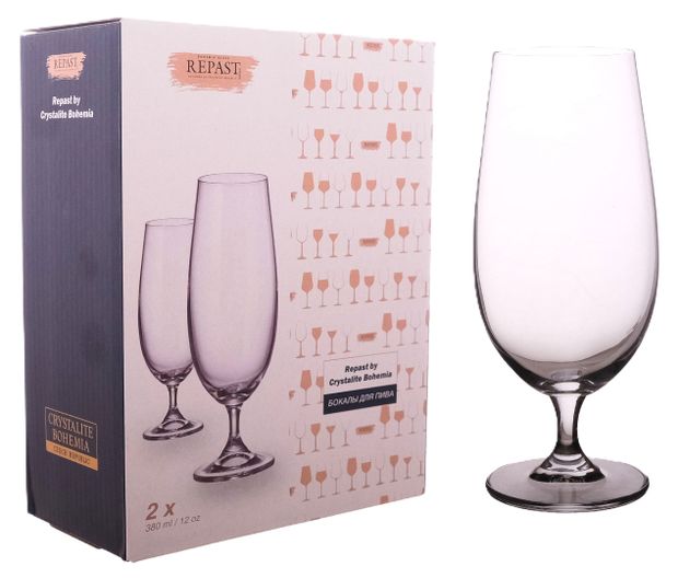 Набор бокалов для пива Crystalite Bohemia Repast Sylvia 380 мл Чехия, 2 шт