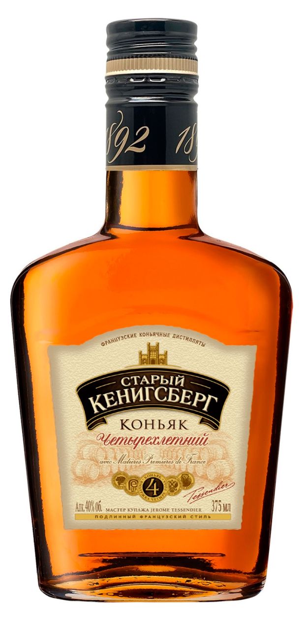 Коньяк Старый Кенигсберг четырехлетний Россия, 0,375 л