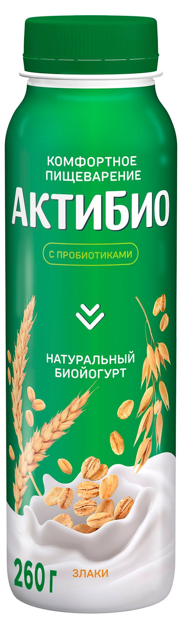 Йогурт питьевой АктиБио со злаками 1,6% БЗМЖ 260 г