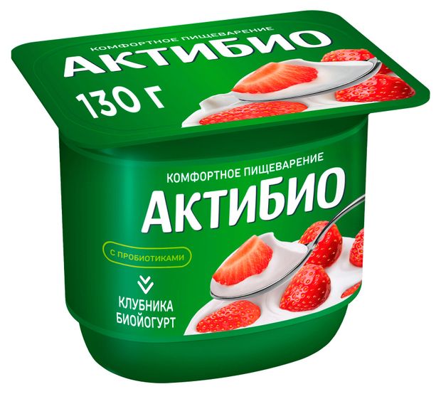 Йогурт АктиБио с клубникой 2,9% БЗМЖ 130 г