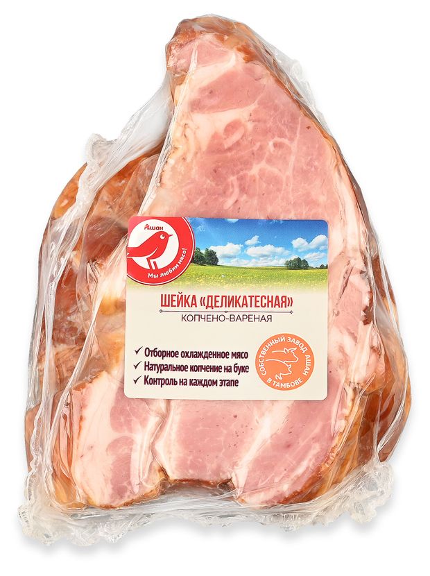 Шейка копчено-вареная АШАН Красная птица свиная, ~ 0,5 кг