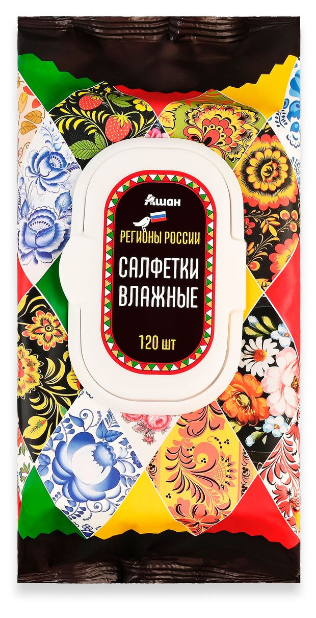 Влажные салфетки АШАН Красная птица, 120 шт
