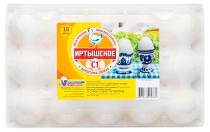 Яйцо куриное Иртышское С1 белое, 15 шт