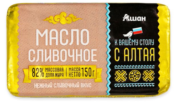 Масло сливочное АШАН Красная птица Алтайское 82% БЗМЖ, 150 г