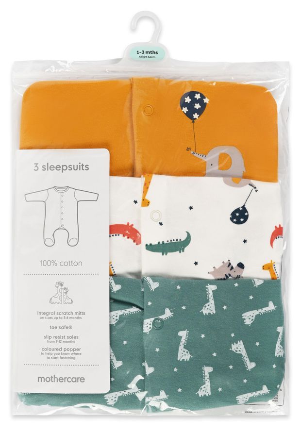 Комбинезоны для новорожденных Mothercare 3 шт, р.50-86