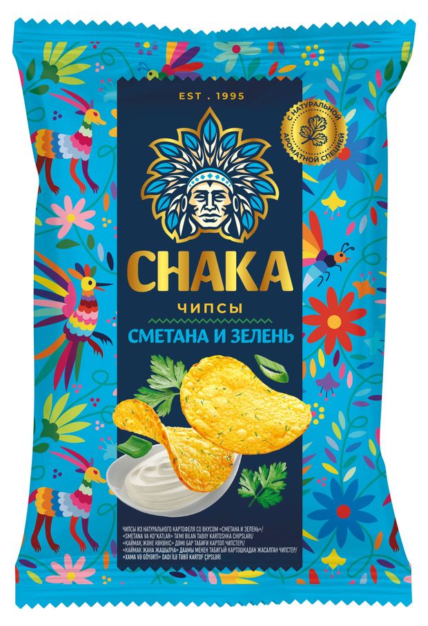 Чипсы картофельные Chaka сметана и зелень, 110 г