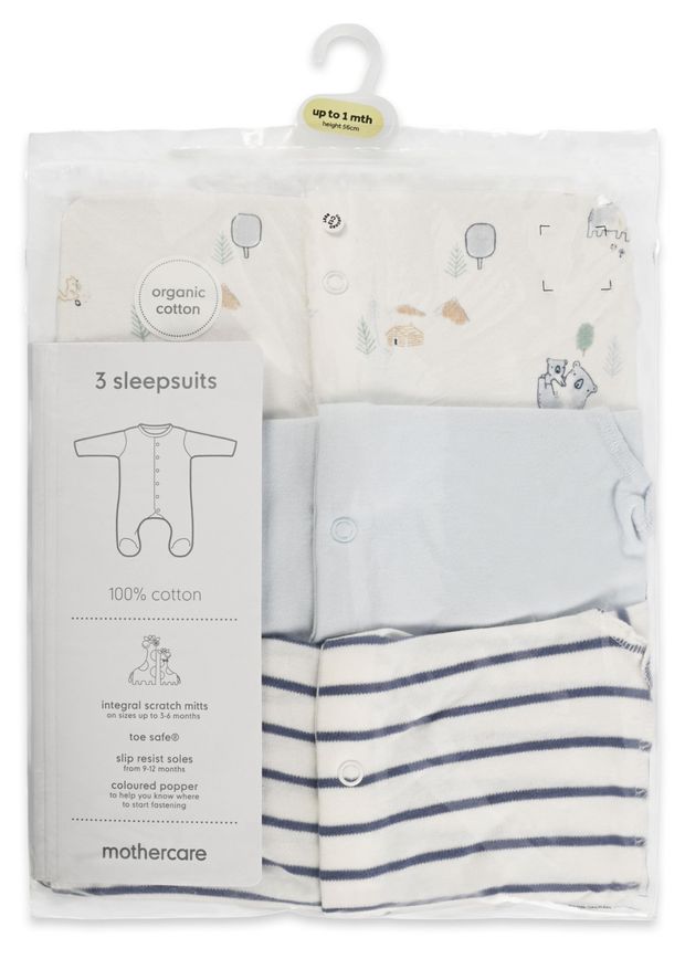 Комбинезоны для новорожденных Mothercare 3 шт, р.44-86