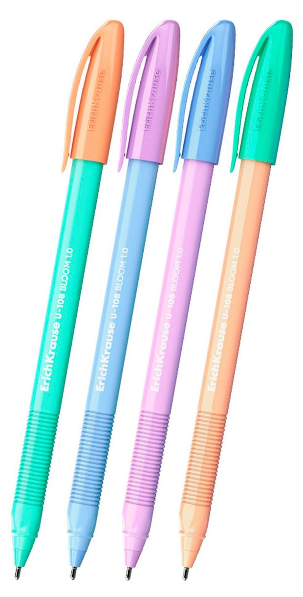 Ручка шариковая ErichKrause U-108 Stick Pastel Bloom 1.0 Ultra Glide Technology синий, 1 шт в ассортименте