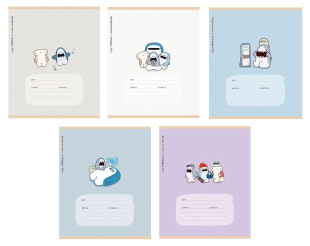 Тетрадь ПЗБМ Акульчики А5 в клетку 18 л, 1 шт в ассортименте