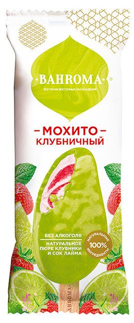 Мороженое молочное BAHROMA Эскимо Клубничный мохито Казахстан, 75 г