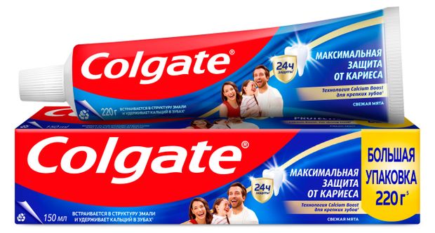 Зубная паста Colgate Максимальная защита от кариеса Свежая мята, 150 мл