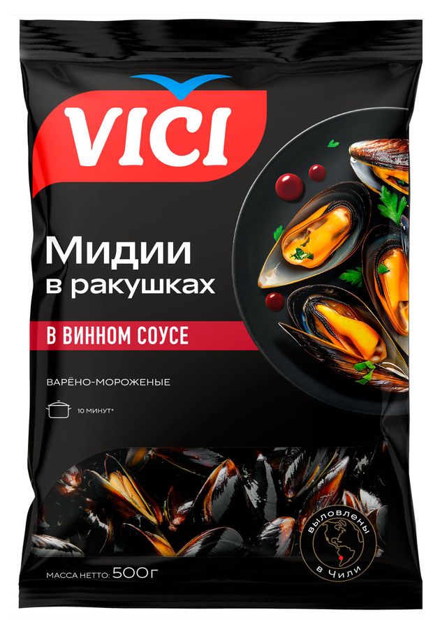 Мидии VICI Приорити в ракушках в винном соусе 500 г 370₽