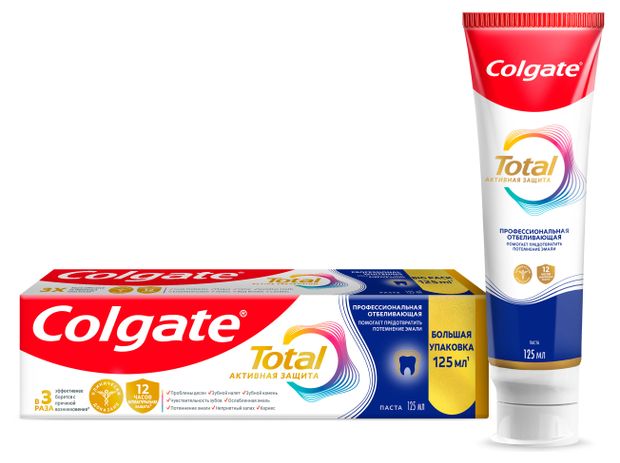Зубная паста Colgate Total 12 Профессиональная Отбеливающая с цинком и аргинином, 125 мл