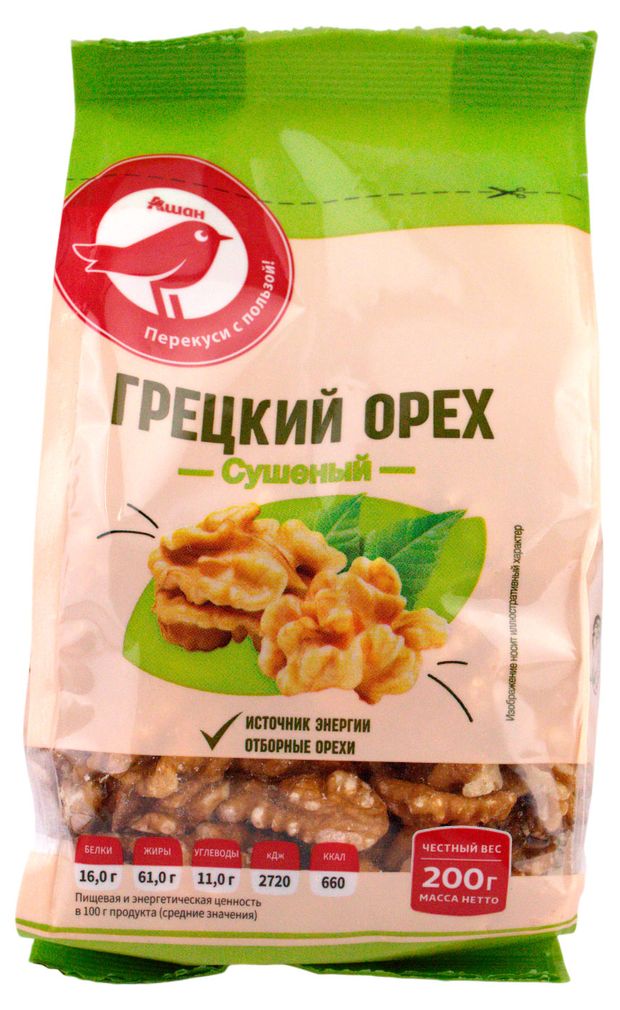 Грецкий орех АШАН Красная птица сушеный 200 г 350₽