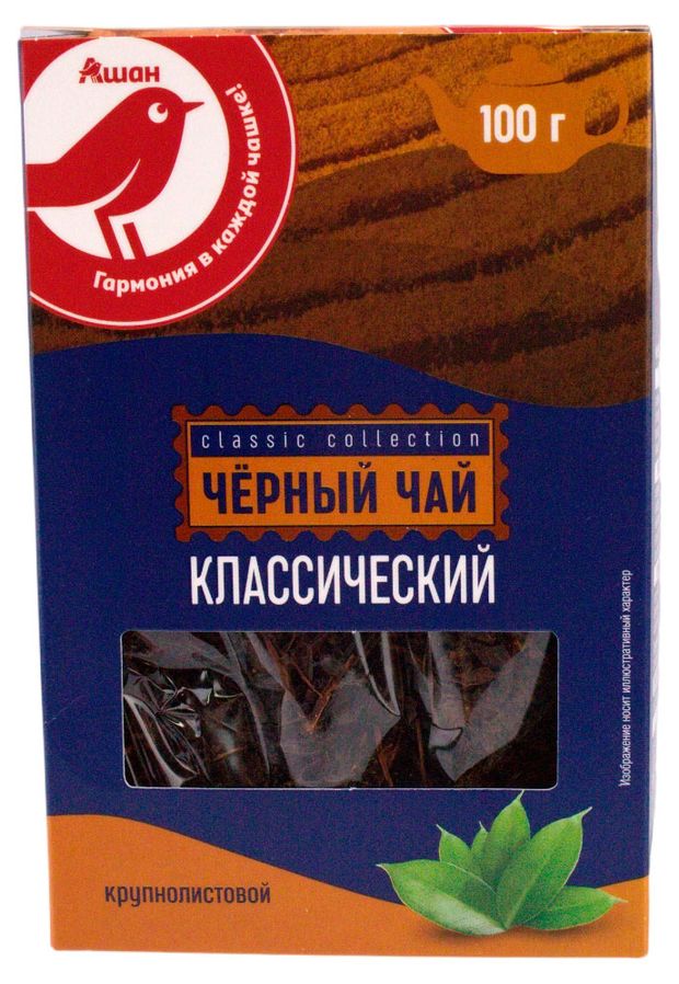 Чай черный АШАН Красная птица листовой 100 г 150₽