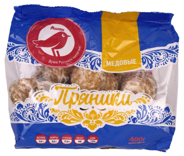 Пряники АШАН Красная птица медовые, 400 г