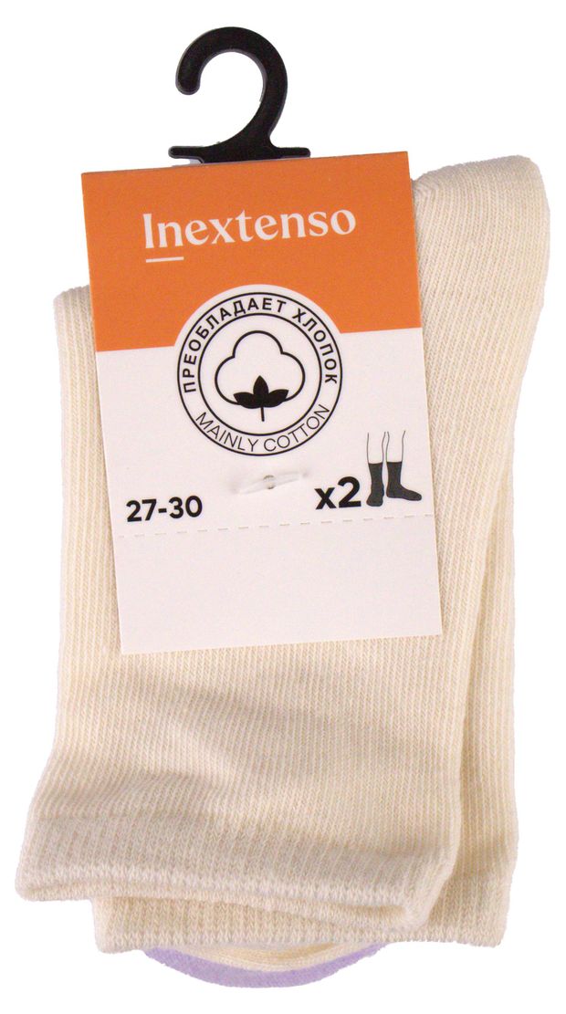 Носки для девочки InExtenso бежевый/фиолетовый, р. 27/30-35/38 2 пары