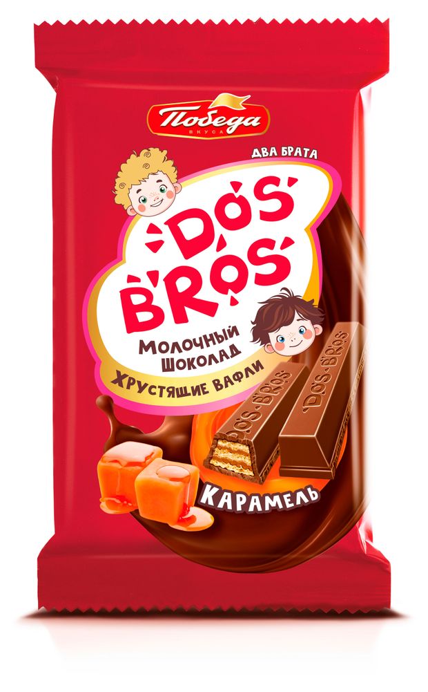 Шоколад молочный Победа вкуса Дос-Брос Хрустящие вафли Карамель, 37 г
