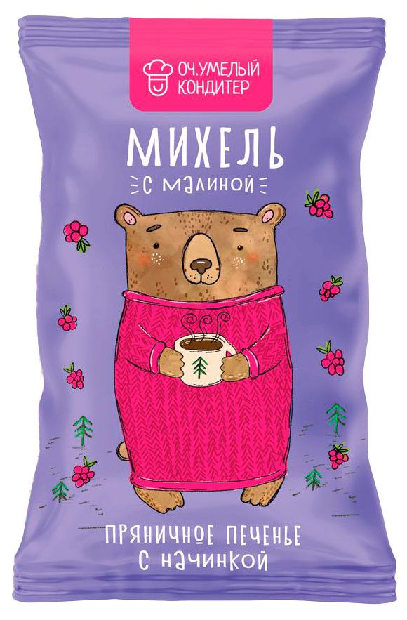 Печенье сдобное пряничное Оч.Умелый Кондитер Михель с малиновой начинкой, 80 г