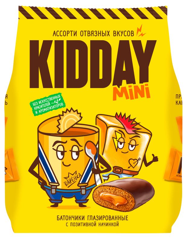 Батончики шоколадные Kidday mini карамель и сгущенка, 300 г