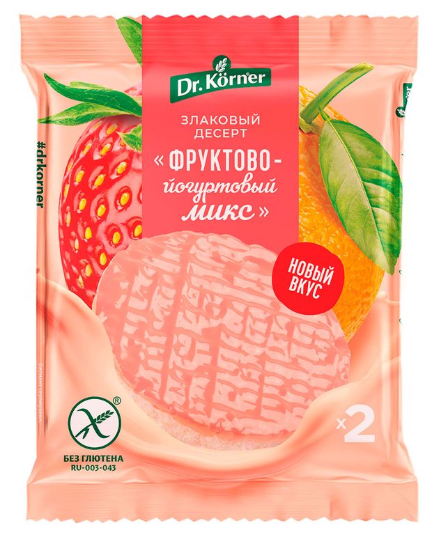 Хлебцы рисовые Dr. Korner фруктово-ягодные с йогуртом без глютена, 34 г