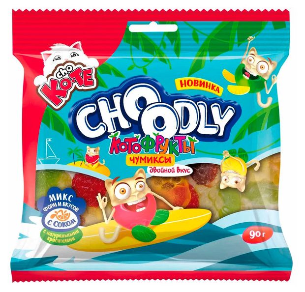 Мармелад жевательный Choodly Котофрукты чумиксы двойной вкус, 90 г