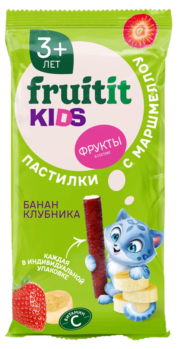 Пастилки Fruit It Kids клубника-банан с маршмеллоу, 45 г