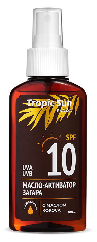 Krassa Масло-Активатор загара Krassa с маслом кокоса SPF10, 100 м