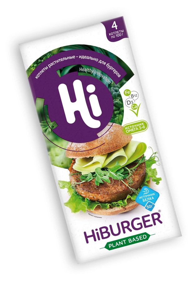 Котлеты растительные Hi HiBurger Vegan для бургера халяль замороженные 4 шт 400 г 370₽