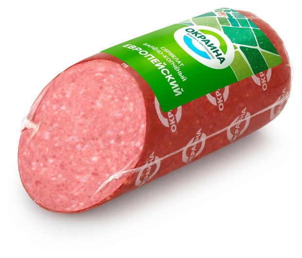 Колбаса варено-копченая Окраина Сервелат Европейский 05 кг 130₽
