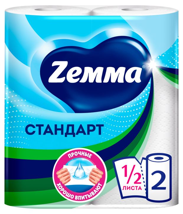 Бумажные полотенца Zemma Стандарт, 2 рулона