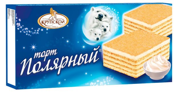 Фабрика имени Крупской Торт вафельный Фабрика имени Крупской Полярный с воздушной сливочной начинкой, 213 г