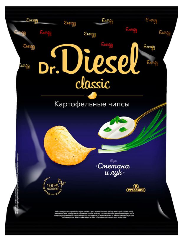 Чипсы картофельные Dr. Diesel сметана и лук, 120 г