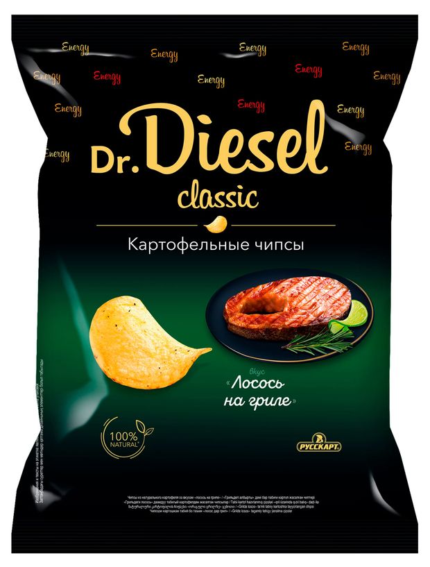 Чипсы картофельные Dr. Diesel лосось на гриле, 120 г