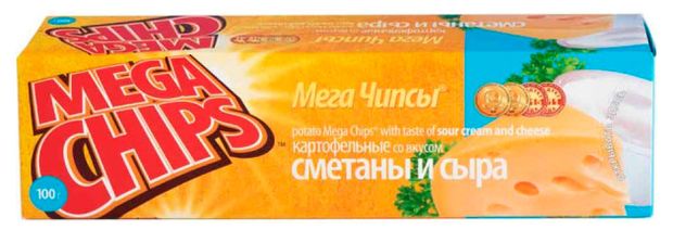 Чипсы картофельные Mega Chips в пластинах сметана и сыр, 100 г
