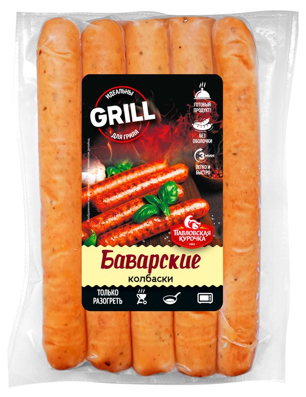 Колбаски вареные Павловская Курочка баварские, 375 г