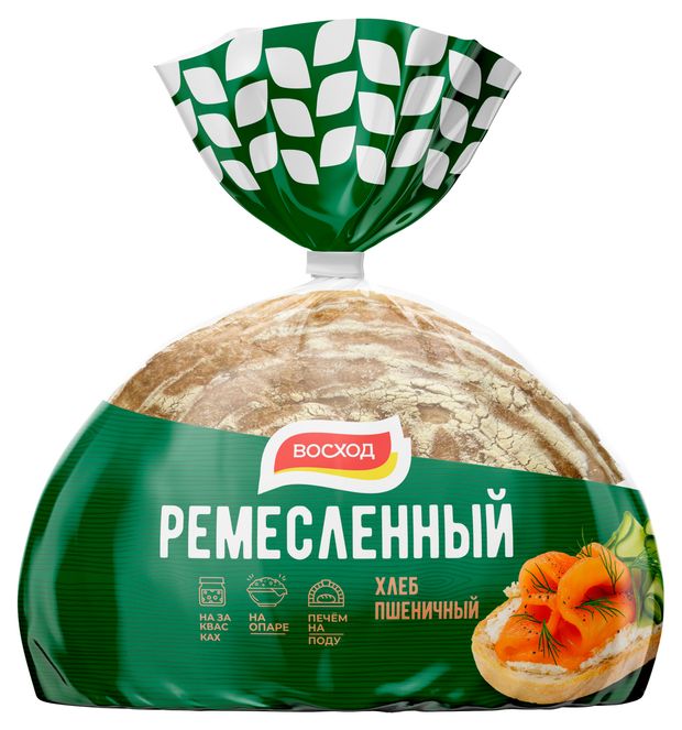 Хлеб пшеничный белый Восход Ремесленный на закваске круглый половинка нарезка, 300 г