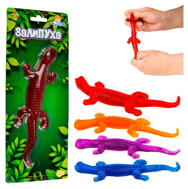 Игрушка-антистресс 1TOY Залипуха липучая ящерица, 1 шт в ассортименте