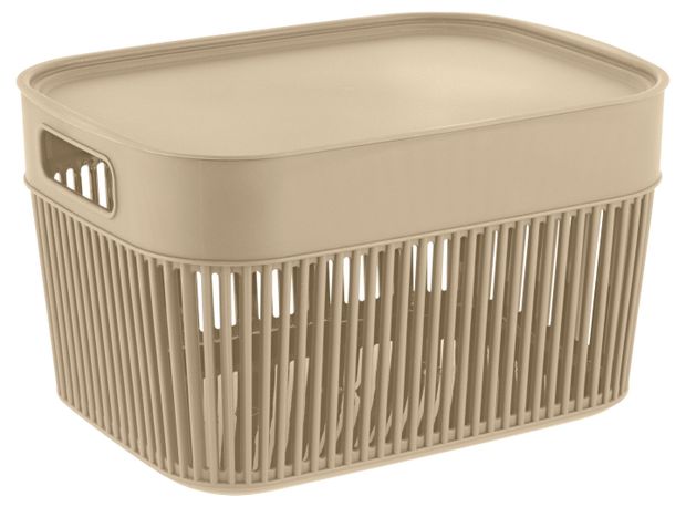 Корзина для хранения Plastic Republic Keeplex с крышкой бежевая, 5 л