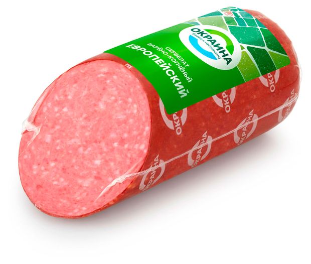 Колбаса варено-копченая Окраина Сервелат Европейский 05 кг 130₽