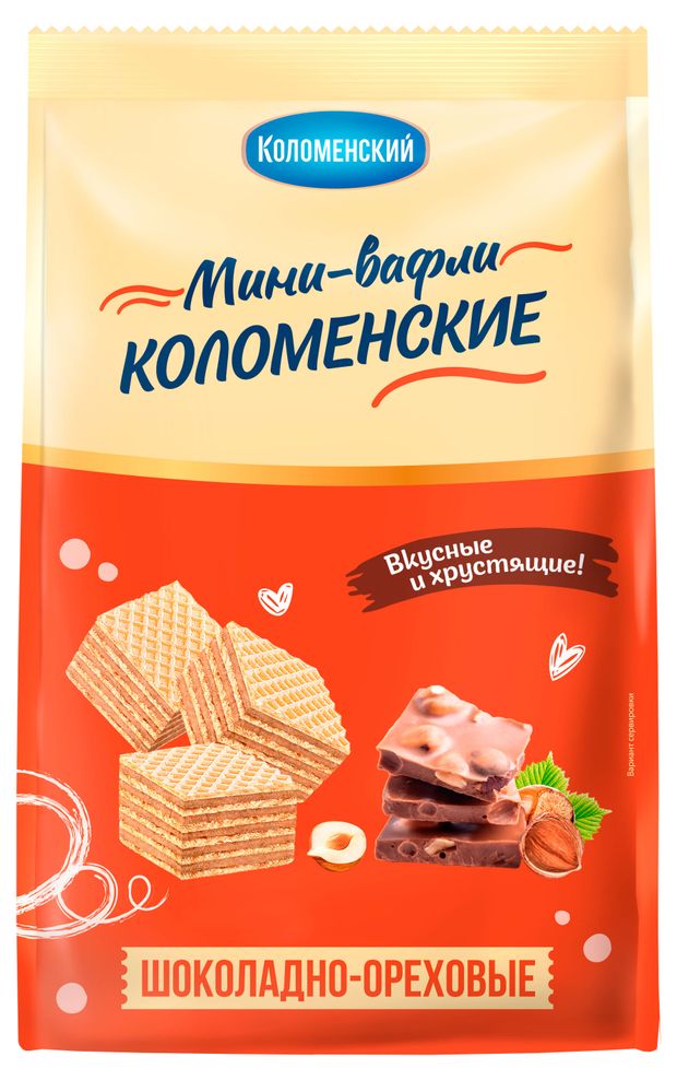 Вафли-кубики мини Коломенский шоколадно-ореховые, 200 г